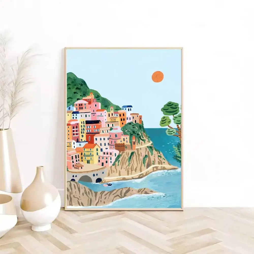 بسيطة الشمال مدينة نمط اللوحة-ملصق فني HD لزجة الجدار مقاوم للماء غرفة المعيشة المنزلي غرفة نوم النوم بار الديكور الجمالي #2