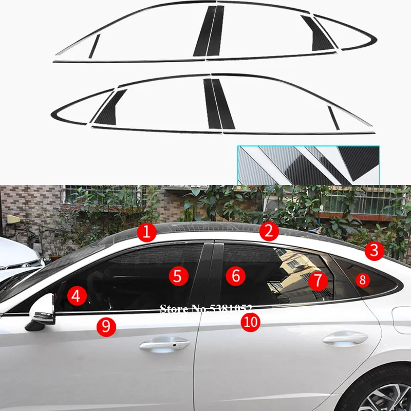 

Stainless Steel Side Window Protection Sticker B-pillars Center Pillar Cover Trim For Hyundai Sonata DN8 2021 2022 Accessories