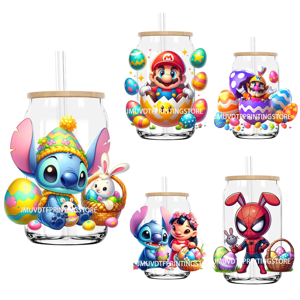 

Colorful Easter Eggs Cartoon Movie Character UV DTF Transfer Sticker Decal For Libbey Cold Cups Mugs Tumbler Waterproof DIY Logo