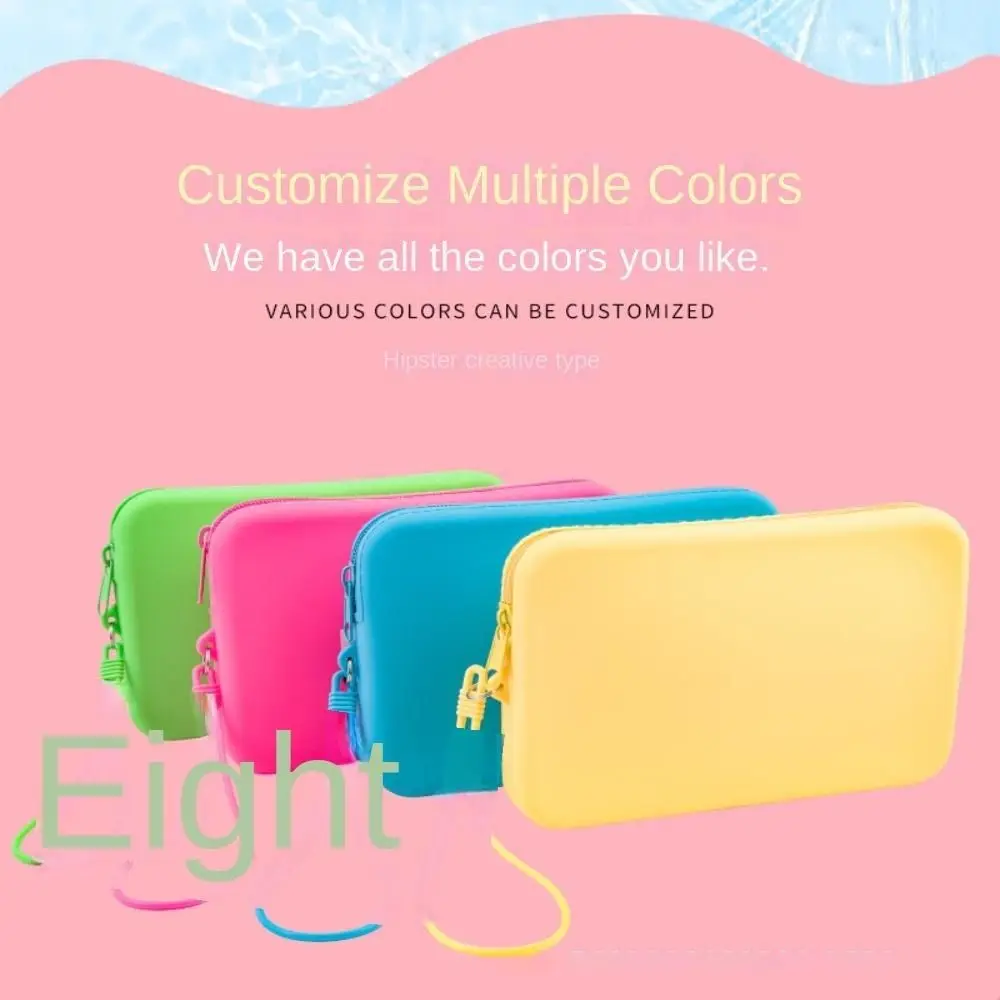 Mini Coin Purse Waterproof Square Cosmetic Bag Portable Solid Color Silicone Storage Bag INS Mini Cosmetics Storage