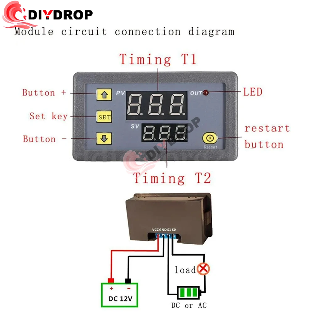 T3230 110V-220V 12V T3231 24V Digital Time Delay Relay LED Cycle Timer Control Switch Adjustable Timing Relay Time Delay Switch