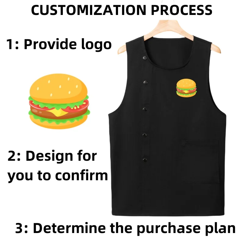 Customized workwear, vest, men\'s and women\'s logos, kitchen chef, baking salon, apron, barber, custom uniform, custom cloak