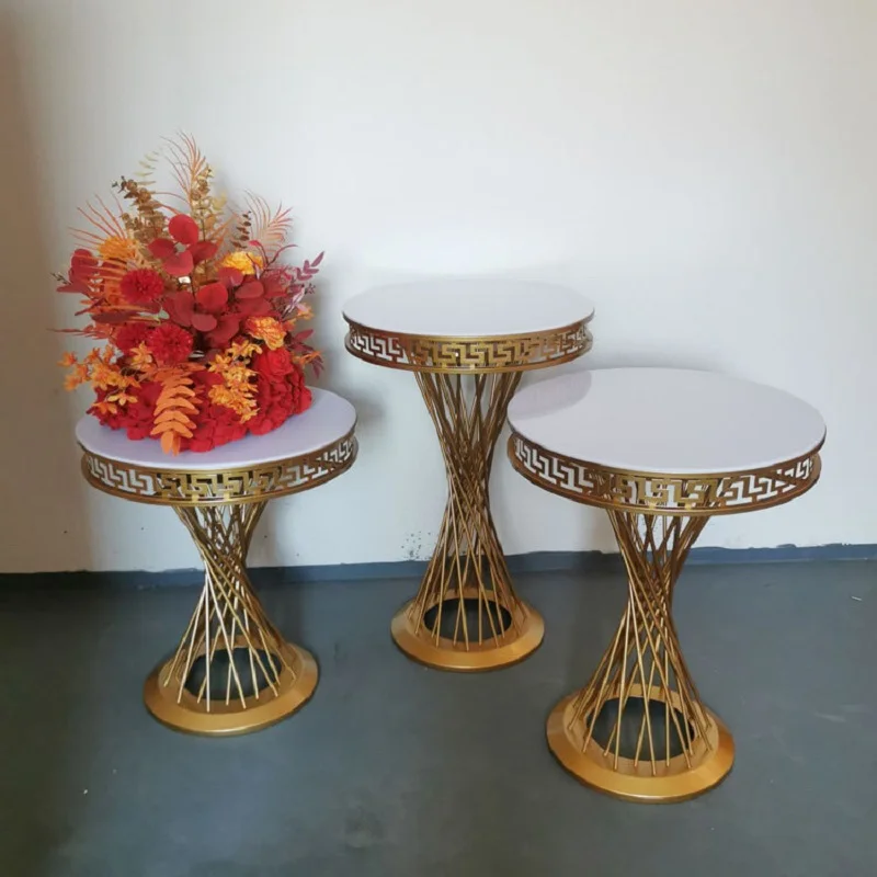 

1/3pcs Wedding party dessert table golden cake table flower stand wedding arrangement props decoration supplies