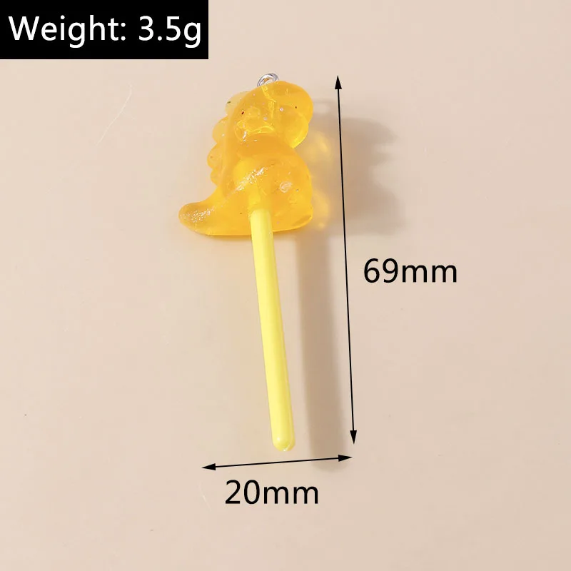 10Pcs 3D Sweet Candy Lollipop Charm for Earring Necklace Kawaii Resin Dinosaur Duck Lillipop Pendant Handmade Jewelry Accessory