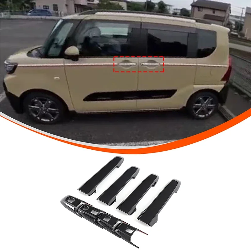 

For Daihatsu Tanto Funcross Canbus 2020-2023 ABS Black Car Door Handle Decoration Cover Sticker Car Accessories