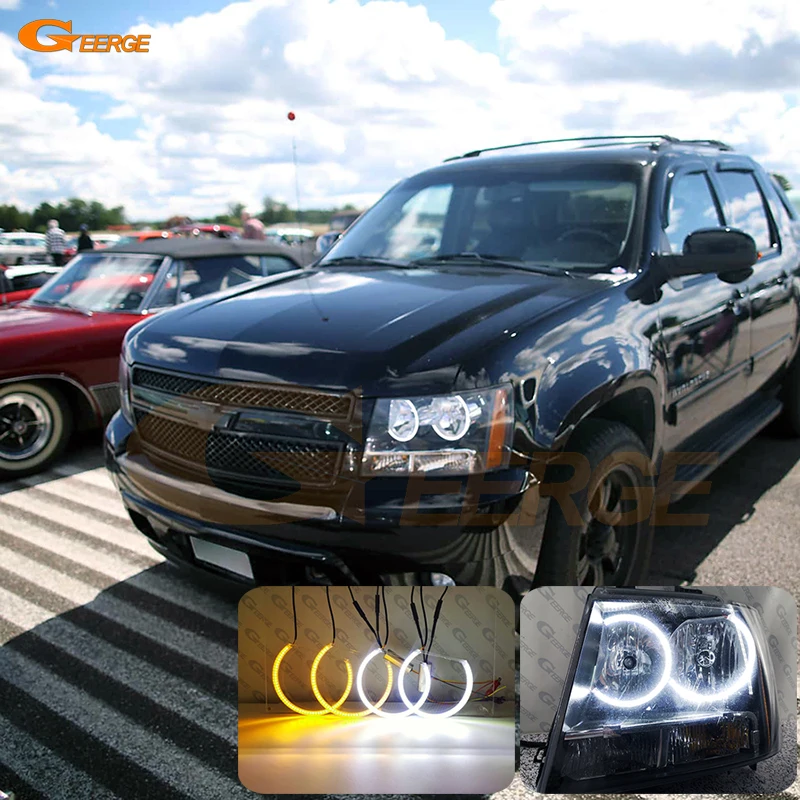 

For Chevrolet Avalanche Suburban Tahoe Ultra Bright Day Light Turn Signal LED Angel Eyes Kit Halo Rings Car Accessories