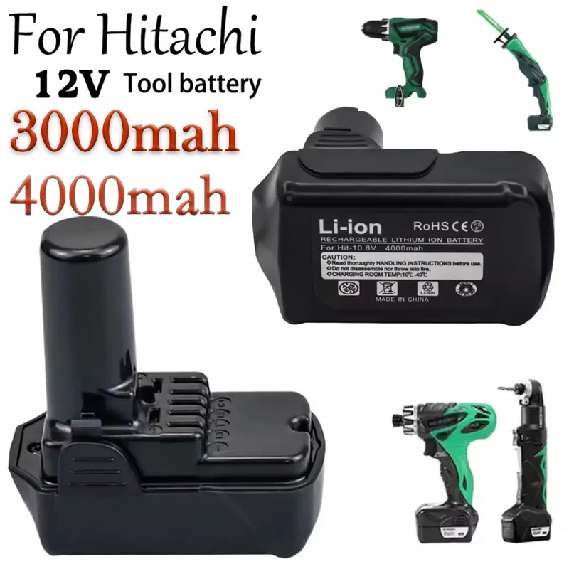 Rechargeable Battery for Hitachi 10.8V / 12V 3000mAh 4000mAh Cordless Electric Drill Screwdriver DB10DL FCR10DL WH10DC BCL1015