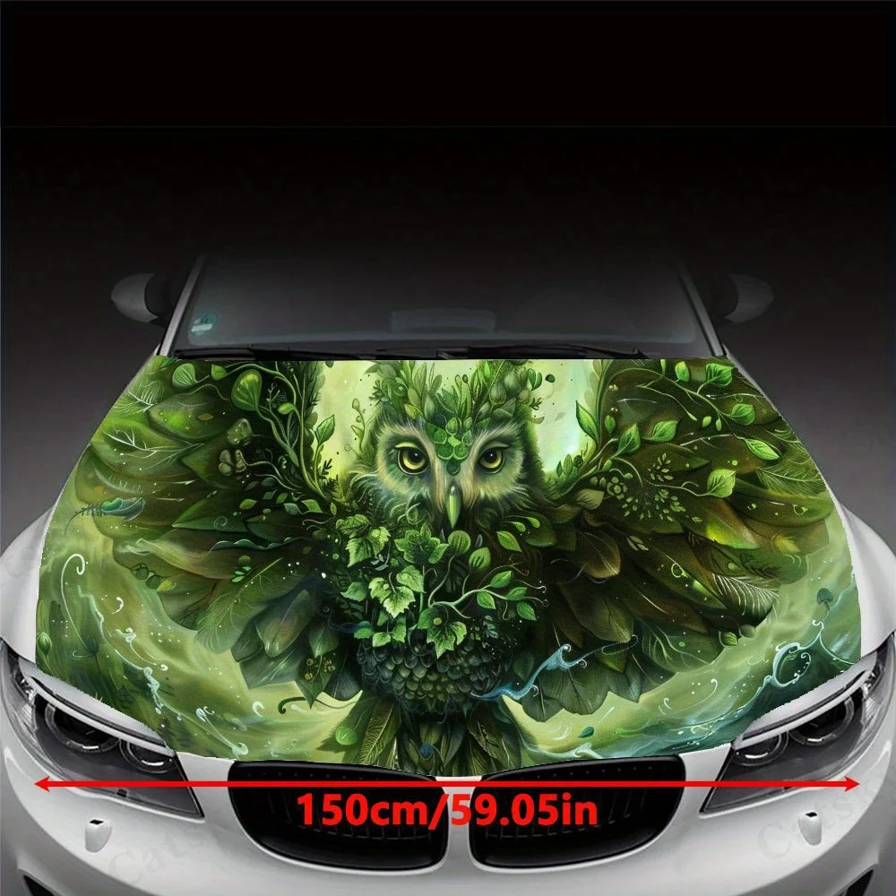 Fantasy - Vine Spirit Owl Pattern car hood stickers, waterproof self-adhesive, scratch resistant, easy to stick, durable car PVC