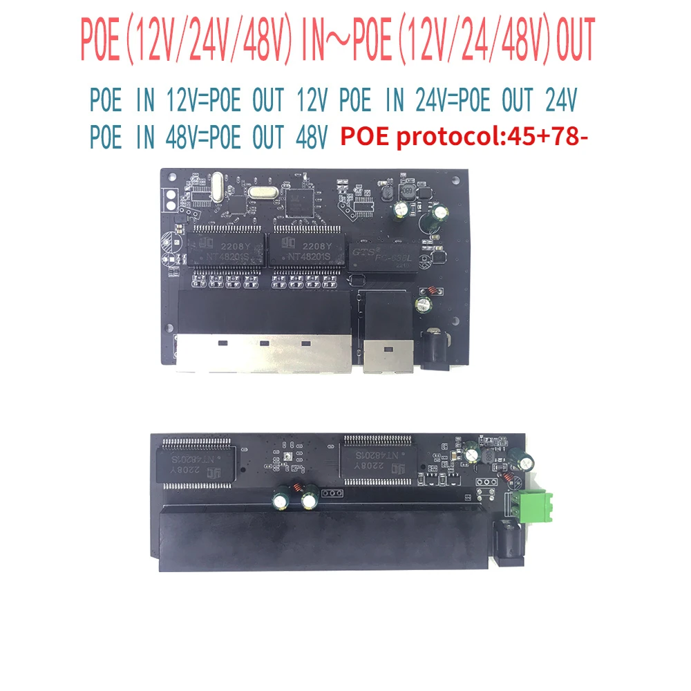 POE12V-24V-48V POE 12V/24V/48V, sortie 12V/24V/48V, 100 mbps, 100 mbps, port de liaison vers le haut, commutateur alimenté par poe, NVR