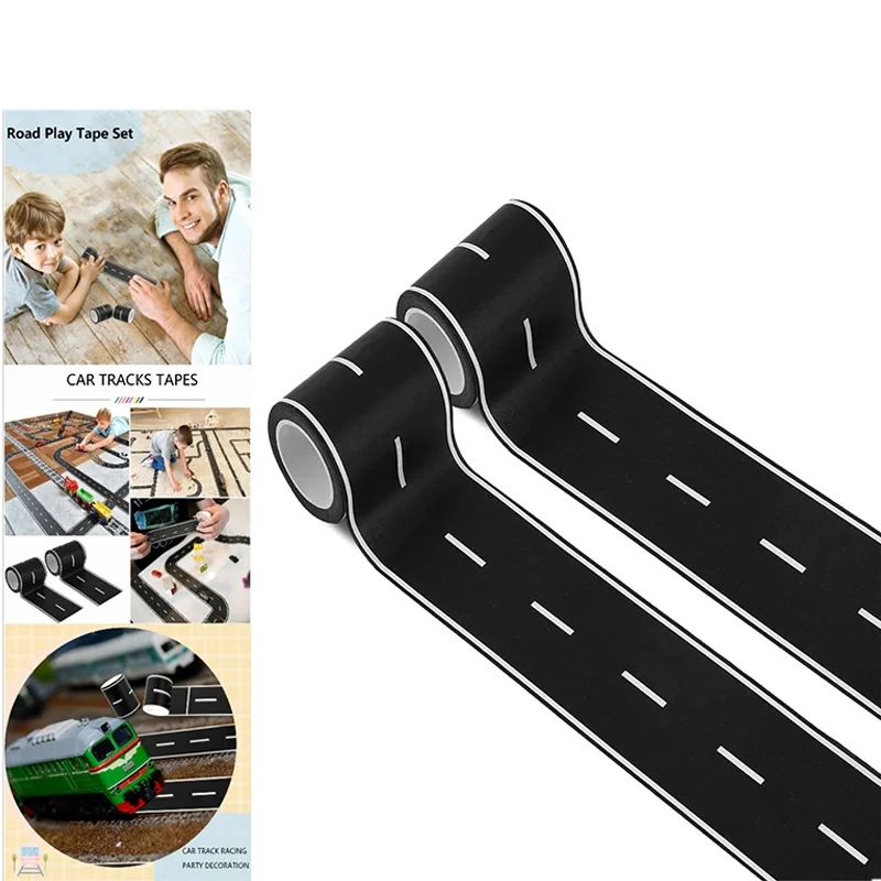 1-2 Rolls Reusable Road Tape Stickers Black Highway Track For Kids Toy Car Racing Party Floor Table Decoration Supplies Set Kit