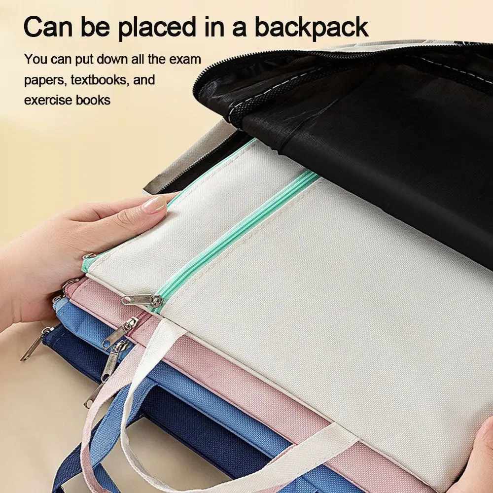

Stationery Dustproof Oxford Cloth File Bag Zipper Large Capacity File Folder A4 Envelope Folder School Office