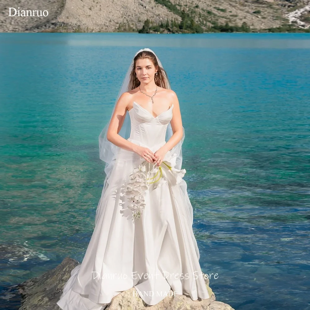 

Свадебные платья Dianruo Sweetheart Timeless, длинные вечерние платья без рукавов с кружевной шнуровкой на спине, индивидуальный пошив