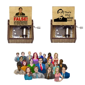 Baru Kotak Musik Kayu Kantor Menyenangkan Dwight Jim Pam Gambar Cetak Tema Musik Khusus Kotak Musik Hadiah Ulang Tahun Untuk Teman-teman Penggemar TV 10 kotak musik penjualan terbaik custom - №