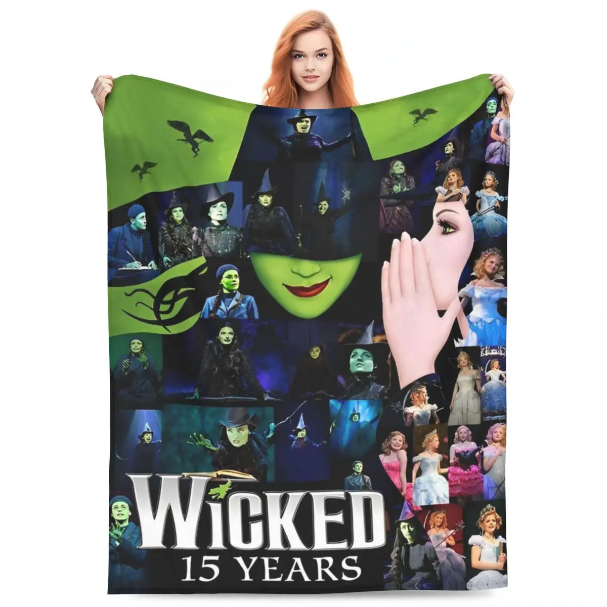 Super Soft BlanketBoy Girl Picnic Wicked Elphaba & Glinda Tonal Throw Blanket Flannel Bedspread For Couch Chair Sofa Bed Cover