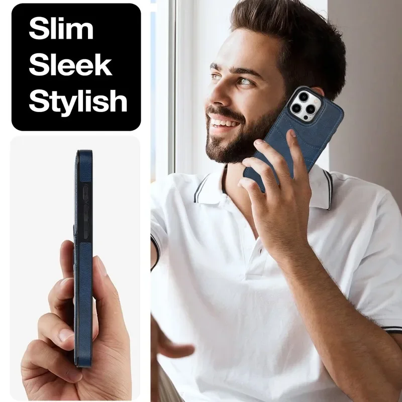 Portfel ze skóry PU z uchwytem na kartę Etui na telefon do iPhone'a 13 12 Mini 15 14 11 16 Pro XS Max XR X Plus Ochronna tylna obudowa