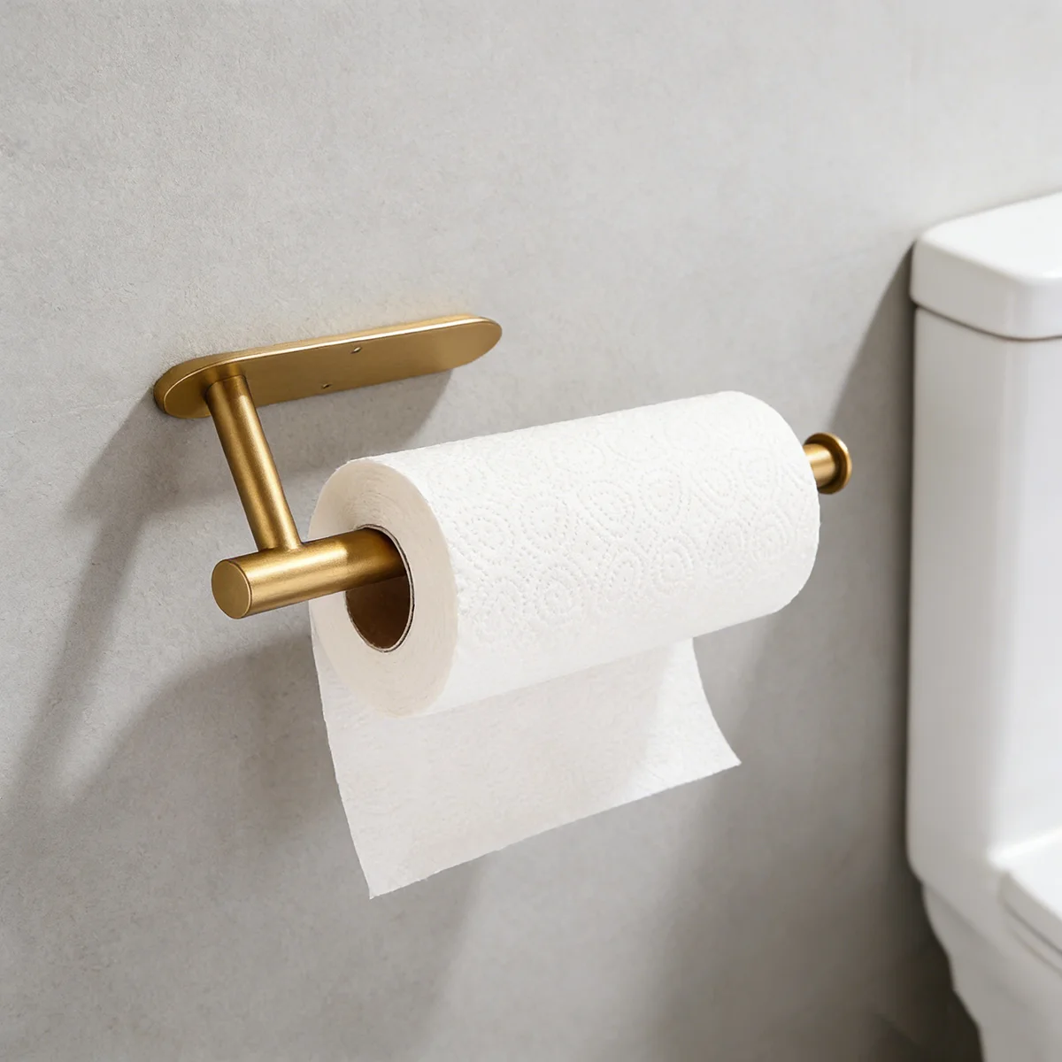 [Stock Local] Soporte Metálico para Toallas de Papel, Estante de Almacenamiento para Cocina y Baño, Organizador de Servilletas Montado en Pared o Encimera, Dorado y Negro