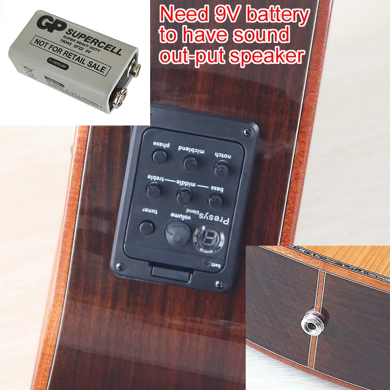 جيتار صوتي كهربائي عالي اللمعان 40 بوصة 6 أوتار جيتار شعبي من الخشب الصلب حقيبة مجانية لاقط مدمجة #6