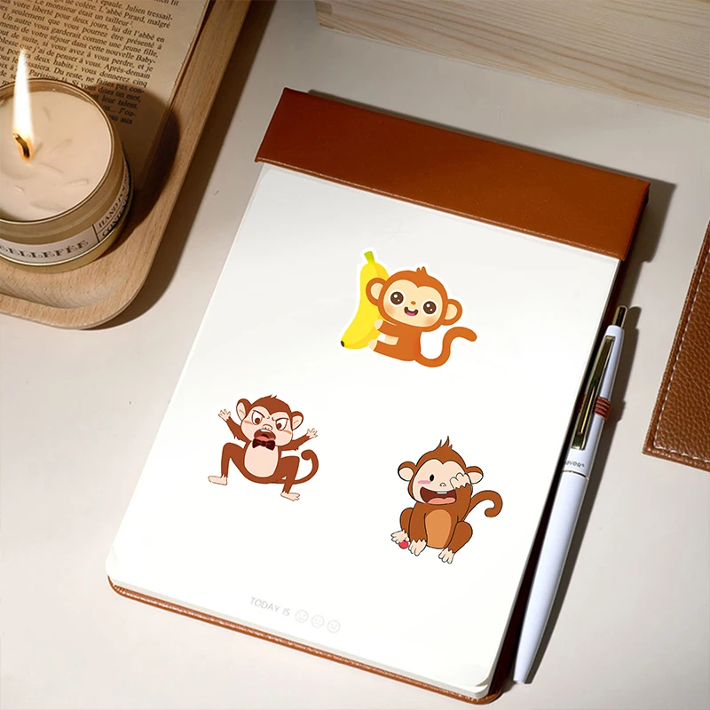 50Pcs Little Monkey Series Cartoon Cute Waterproof Sticker Skateboarding Snowboard Retro Vinyl Sticker