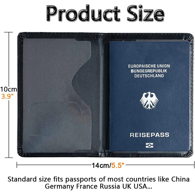 Funda de cuero para pasaporte para hombre y mujer, soporte para tarjetas de viaje de la Unión Europea, BILLETERA, organizador de documentos