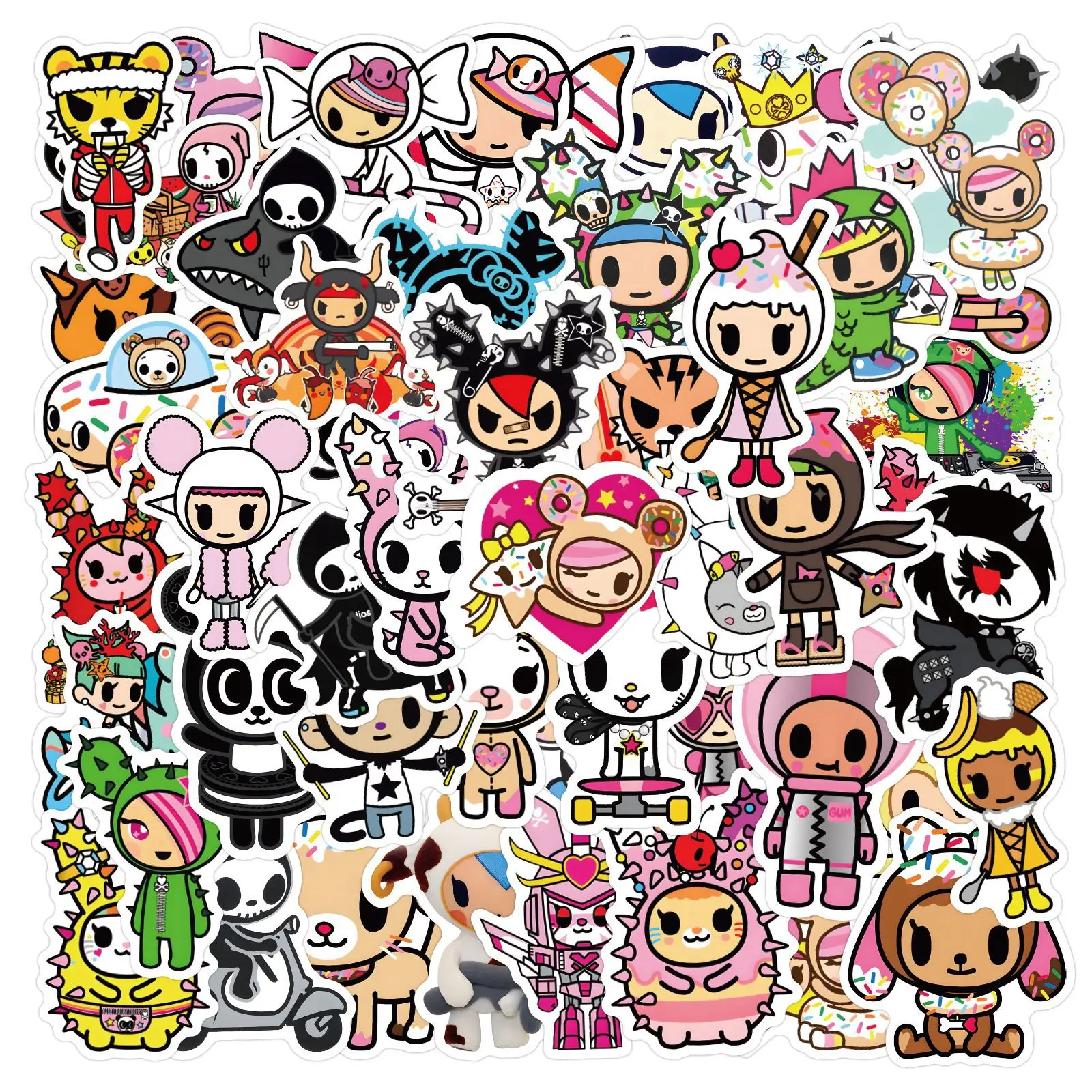 50PCS Adesivos de Cartoon Tokidoki, Adesivos de Graffiti, DIY para Diário, Capa de Telefone, Scrapbook, Adesivos Estéticos