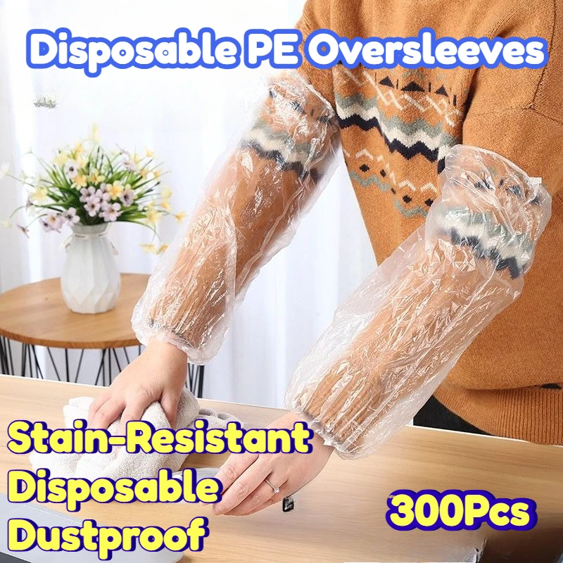 

Одноразовые фартуки-накидки с рукавами, водонепроницаемые, маслостойкие, утолщенные защитные чехлы для уборки и работы, устойчивые к пятнам, одноразовые, 300 шт.