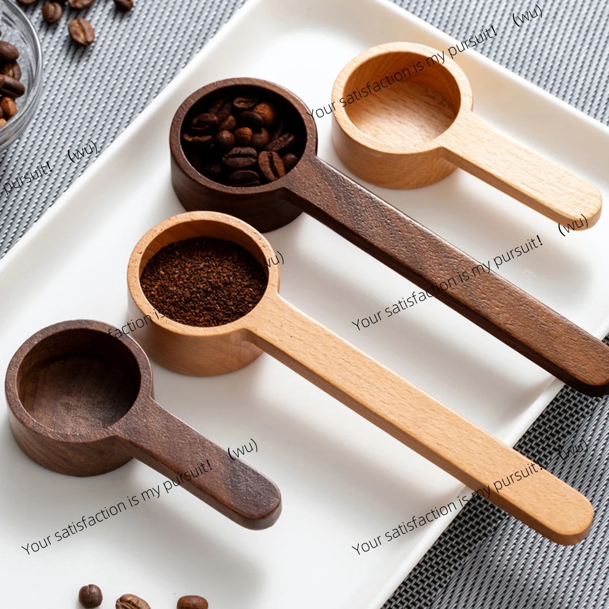 ZOCI-1PC Walnut coffee scoop, solid wood  , gram scoop, coffee powder and milk powder measuring