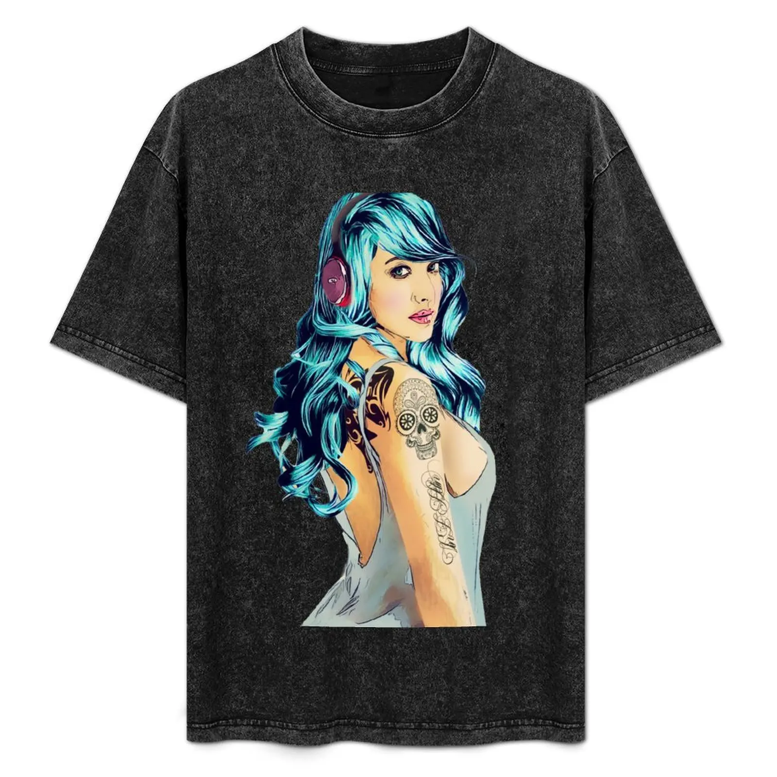 

Tatoo Girl T-Shirt blue archive man t shirt T-shirts oversize shirts graphic mens tall t shirts
