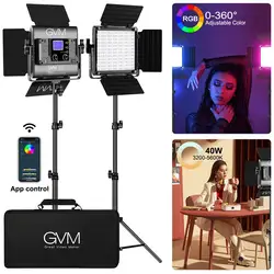 GVM 800D RGB Led Video Light 2PCS Video Lighting Kit w APP Control 40W Photography Lighting Led Panel Light for Studio YouTube