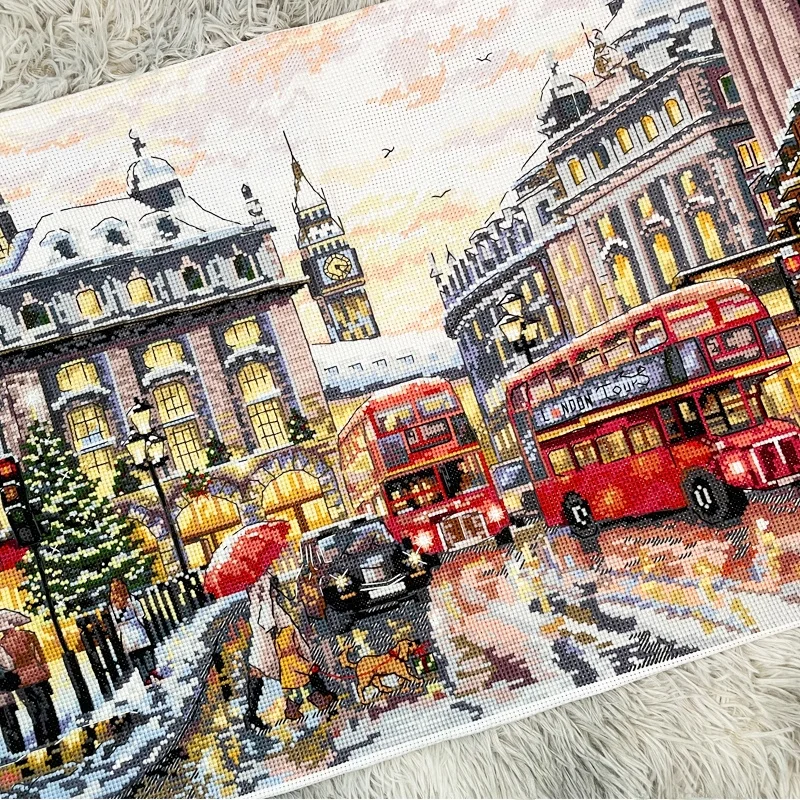 

Modern European Sle Cross Stitch Kit Handmade Living Room Bedroom Wall Hanging Art Cotton Tead Fabric Lacape Pattern