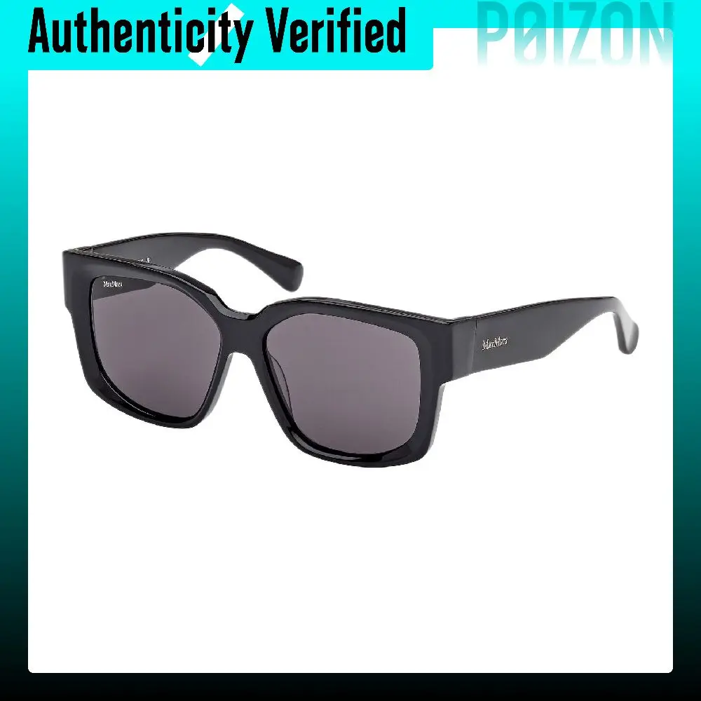 MaxMara Plate Irregular Shape Sunglasses Unisex Black MM0145_01A