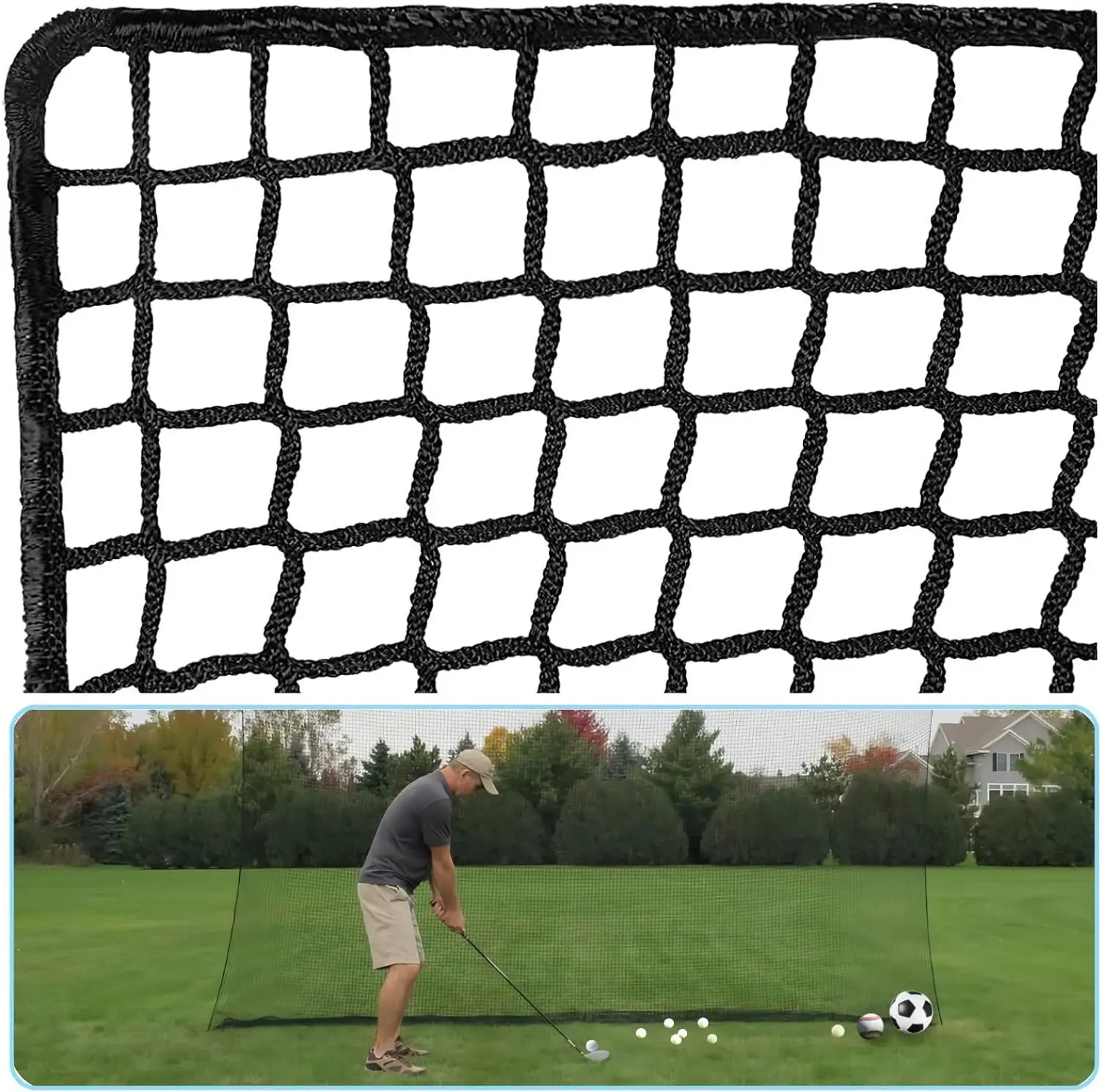 Golf Practice Net-Golf Ball Hitting Netting, Knotless Sports Barrier Nets Soccer Backstop Net,Garden Balcony Protection Safe Net