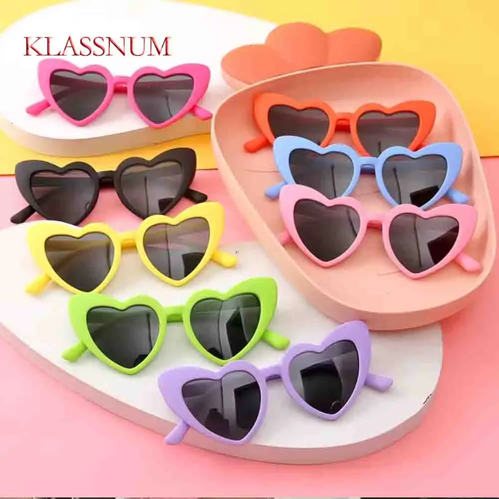 

3-9 Year Kids Heart Sunglasses Vintage Heart-Shaped Toddler Sunglasses Cute Pink Boys Girls Outdoor Children Cartoon Eyewear