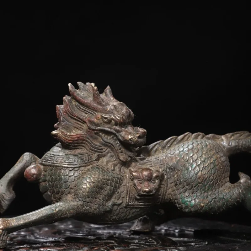 A Set Antique Painted Qilin Statues Running Kylin Beast Figurines Chinese Feng Shui Wealth Protection Sculpture Home Decor