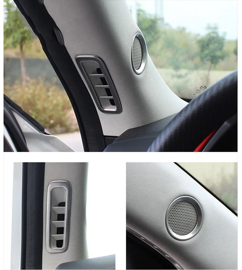 Car A Pillar Air Outlet Speaker Bezel Trim Ring Frame Stickers Inner Garnish Styling For Mazda CX-5 CX5 2017-2024