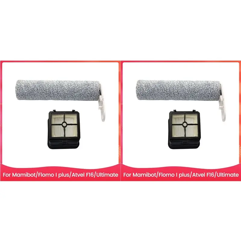 

【GRATEFUL】2 сменных роликовых щетки и фильтра для Mamibot, Flomo I Plus, F16, Ultimate (запасные части)