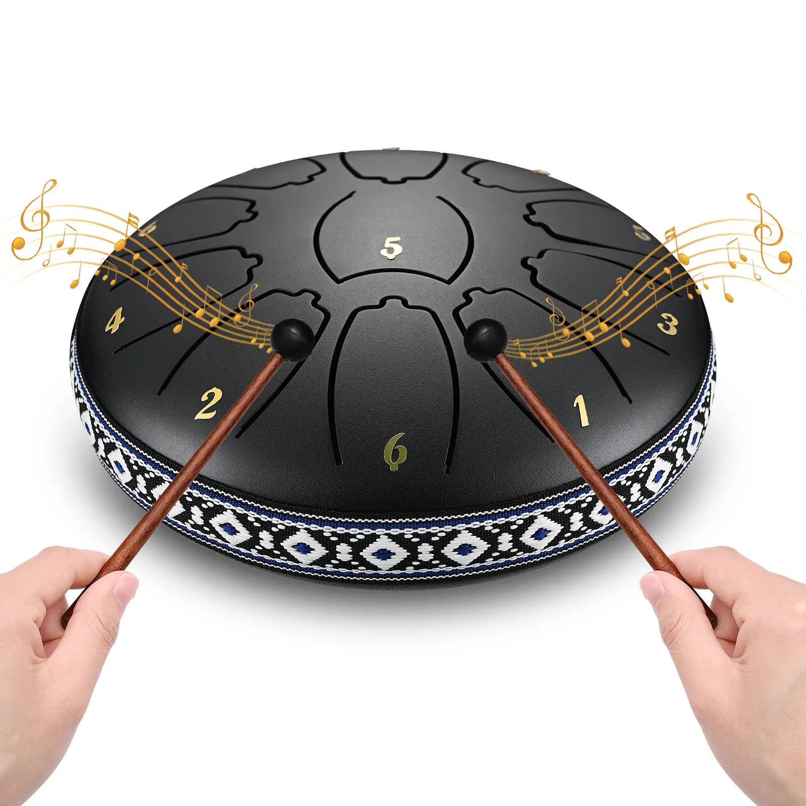 Mão Pan Bateria com Baquetas Aço Tongue Drum Grupo Percussão Musical Instrumentos Musicais Escala 11