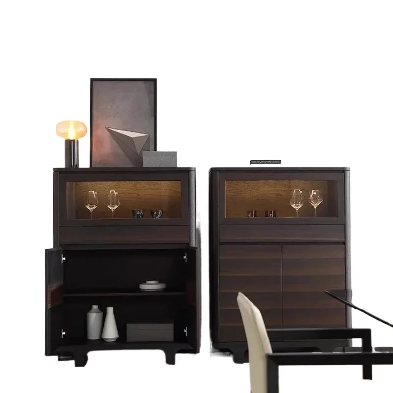 

Italian smoky color narrow side cabinet light luxury wine cabinet modern simple side cabinet locker against the wall cupboard