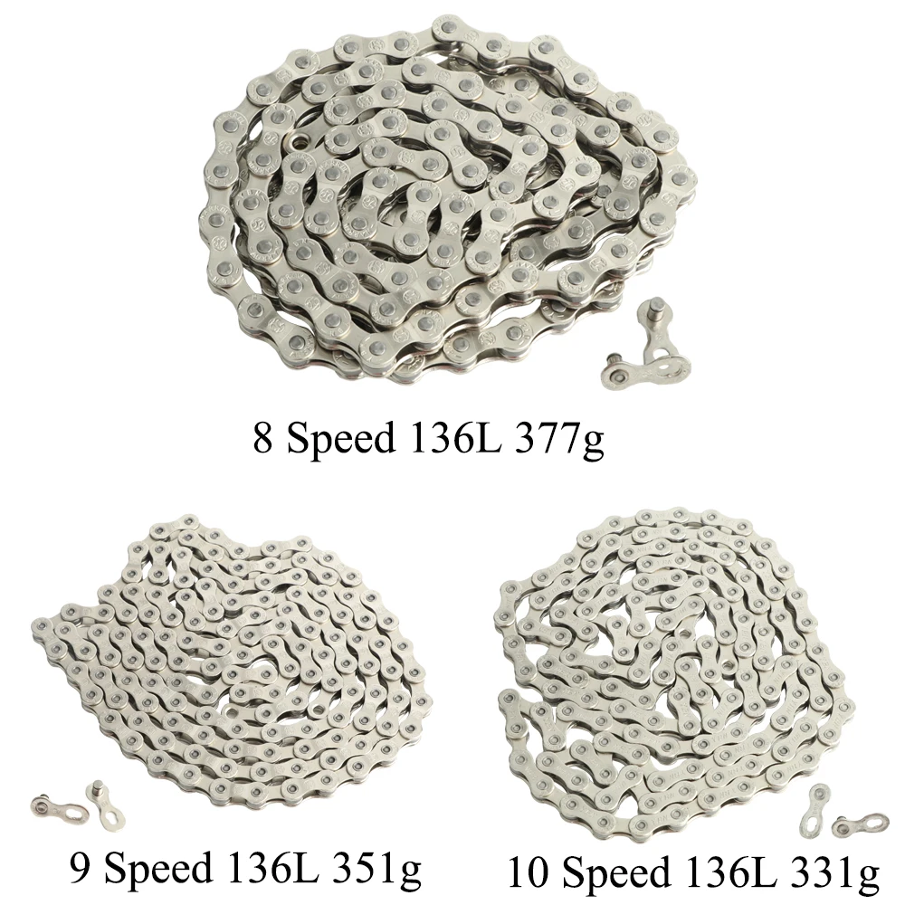 E-Bike Chain 8 9 10 11 12 Speed Electric Sport Bicycle Chains 136 Links Anti-Rust Ebike Parts With Magic Buckle