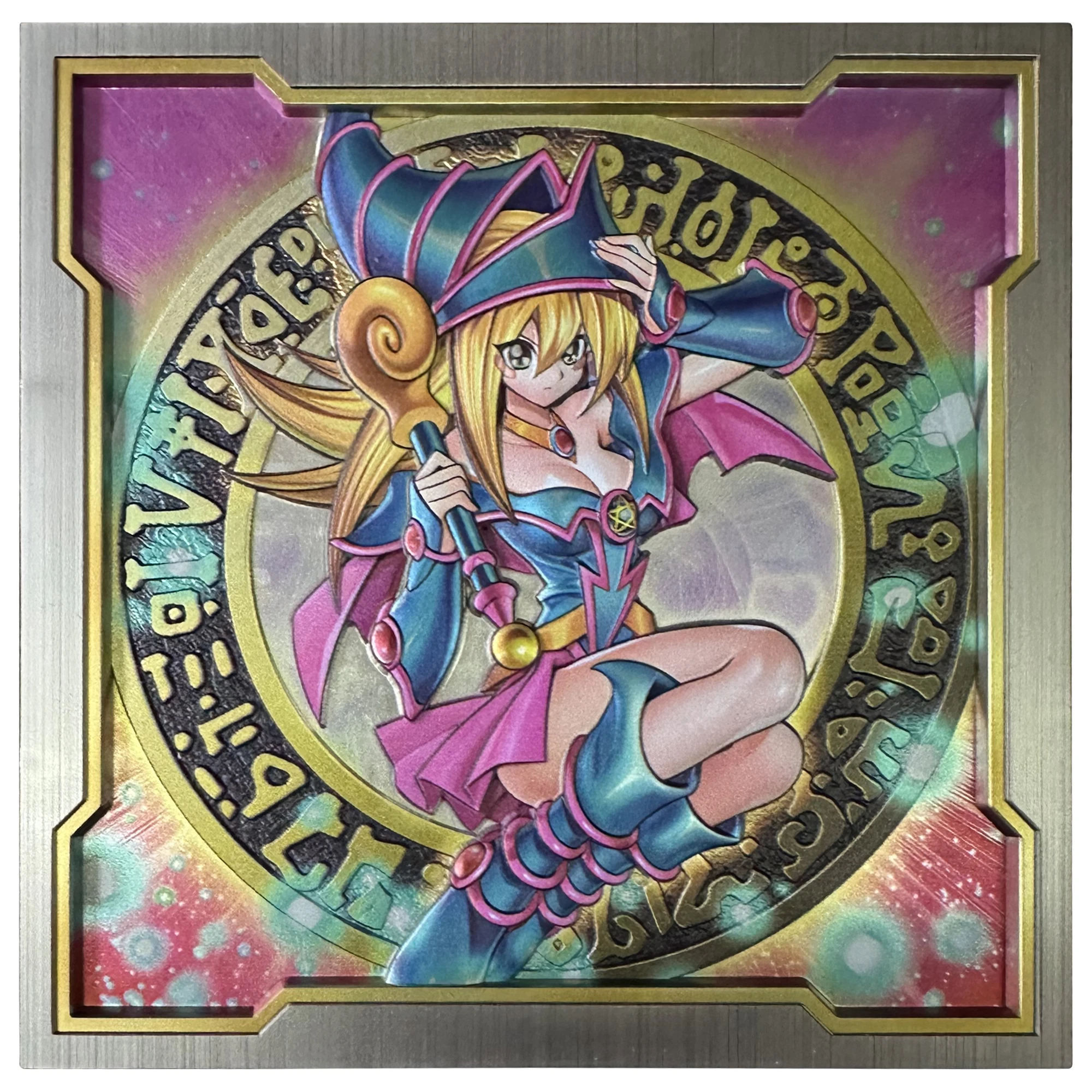 130*130mm Yu-Gi-Oh! Relief Metal Card Dark Magician Girl Diy Self Made Game Anime Collection Card Gift Toys