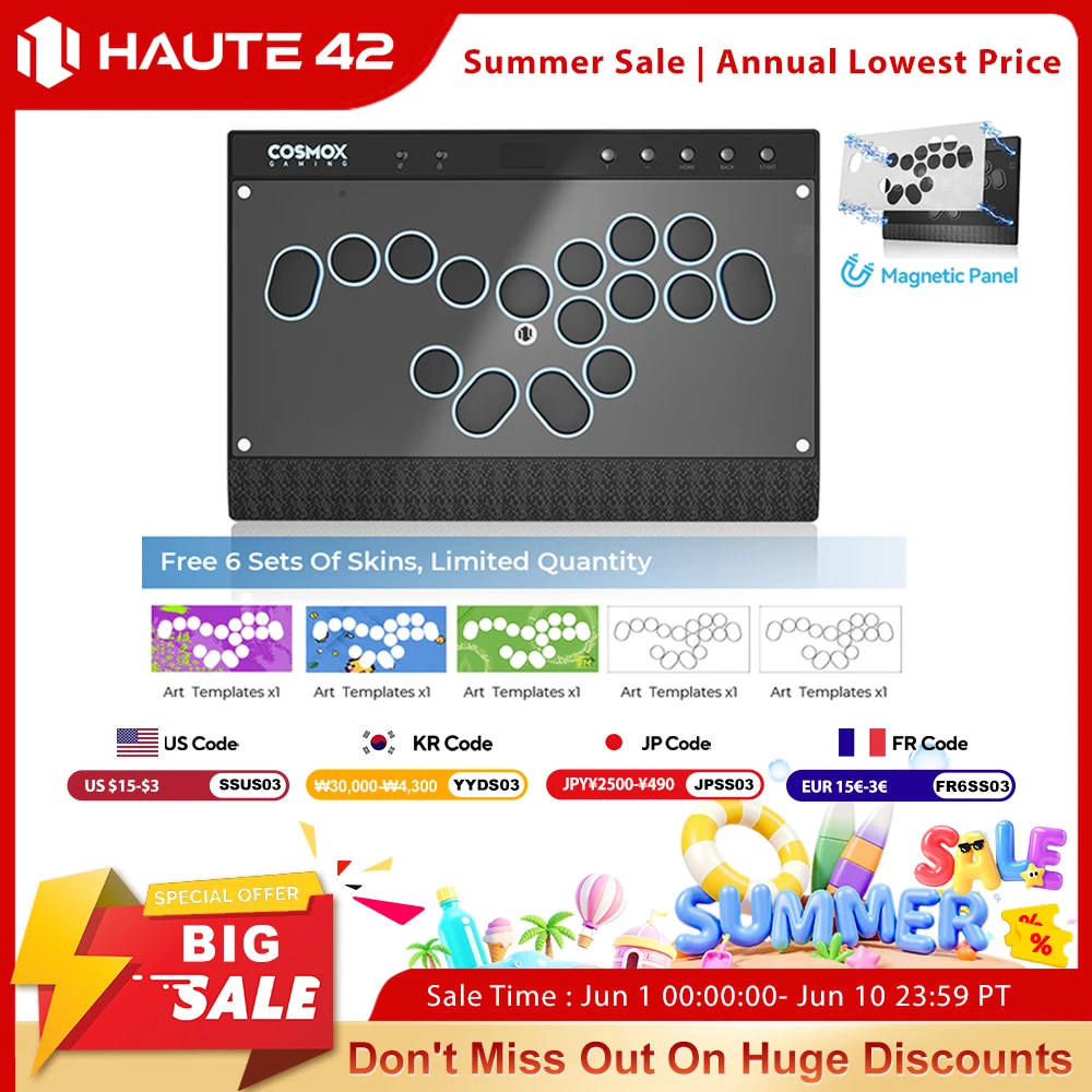 Haute42 磁気式スティックレスアーケードコントローラーキーボード C16-S ヒットボックス レバーレスコントローラー PC/PS4/PS5/Switch対応 ファイトスティック ヒットボックス