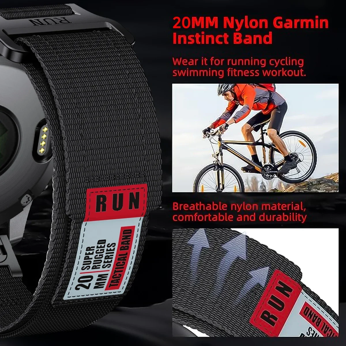 ガーミン 22 26 ミリメートルナイロンループストラップ 8 5 プラス 6Pro 7Pro イージーフィットリストバンド時計バンド Fenix7XPro 5XPlus ブレスレット Tactix7 ベルト