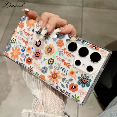 Cute Cartoon Flower Case for Samsung Galaxy S25 S23 Ultra S24 FE S22 Plus A55 A54 A15 A35 A16 A06 Colorful Floral Clear Cover