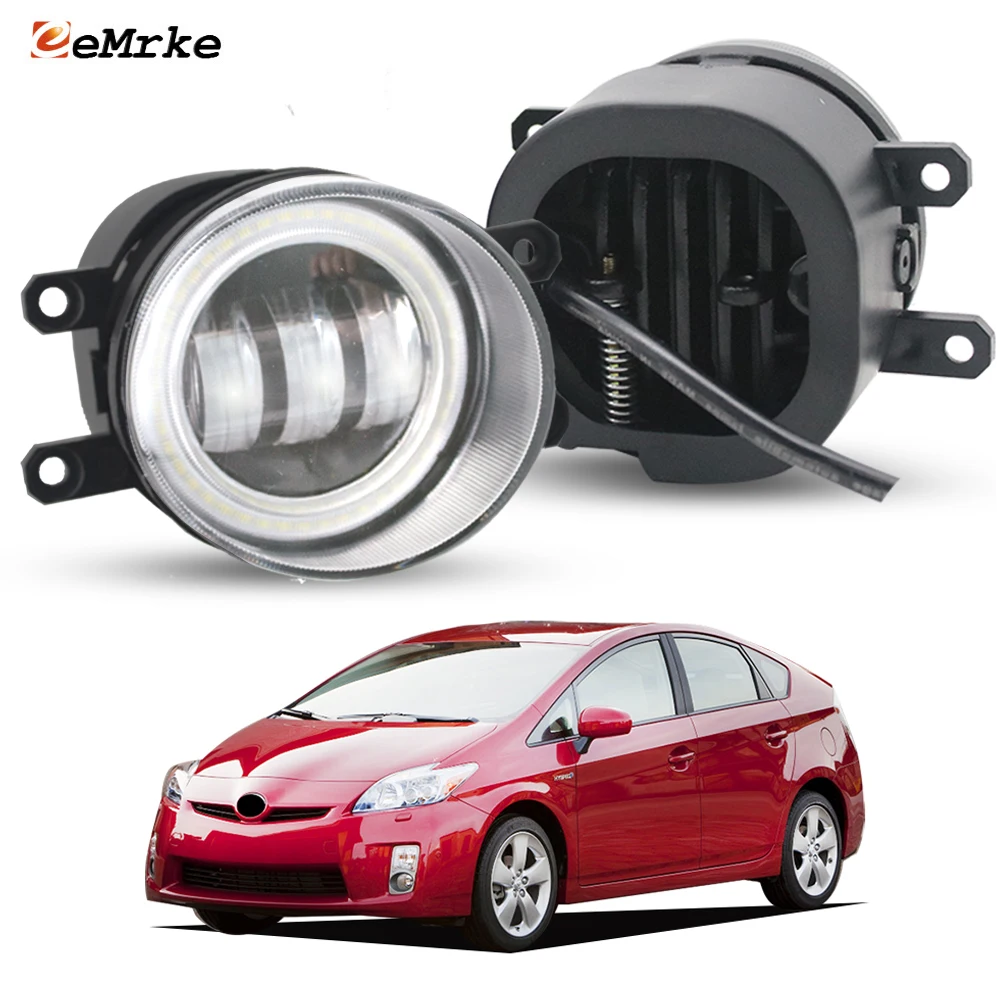 

Для Toyota Prius ZVW30 XW30 2009 2010 2011, светодиодные противотуманные фары Angel Eye DRL, дневный свет, передний бампер, противотуманные фары для вождения дневного света