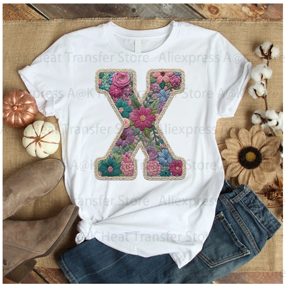 Floral Letter Bow Iron On Heat Transfer Patches DIY Clothing Appliques for T-Shirt Hoodie Bag Custom Decorative Iron-on Stickers view 4