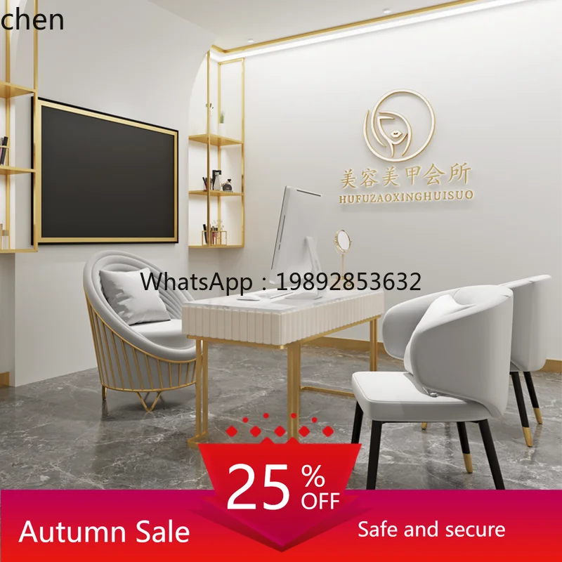 

Nordic Beauty Salon Office Sofa Leisure Milk Tea Shop Reception Sales Office Meeting Table and Chair Set
