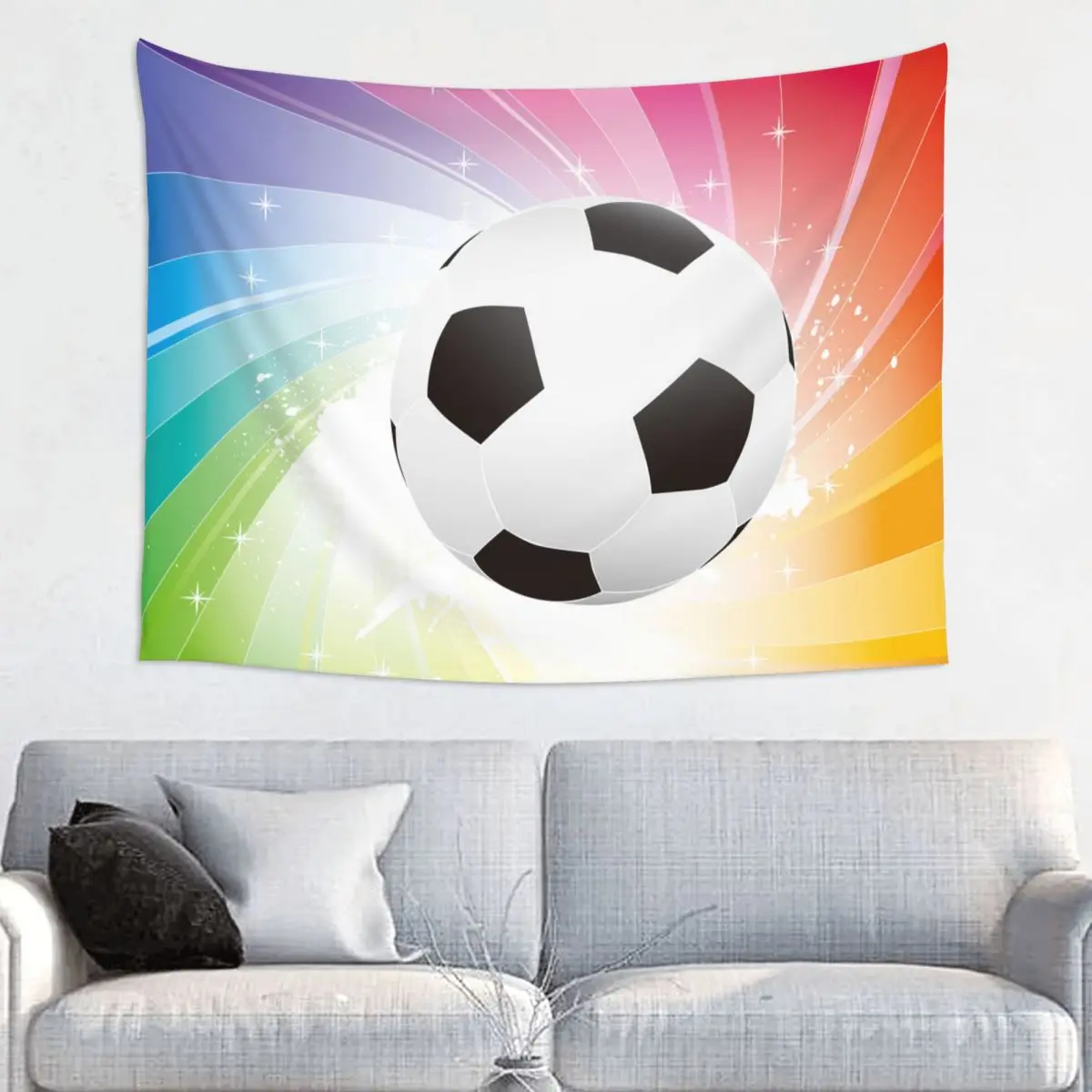 Soccer Fantasy Tapestry Hippie Polyester Wall Hanging Football Balls Sports Room Decor Curtain Retro Wall Tapestry