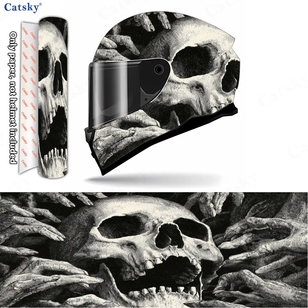 Multi-handed Skull Pattern Helmet stickers , PVC Material Multifunctional Helmet Stickers, Scratch-Resistant & Fade-Proof, Easy