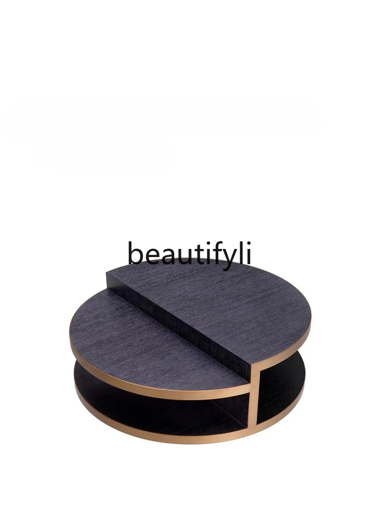 Italian light luxury round coffee table living room home creative personality multi-layer art table