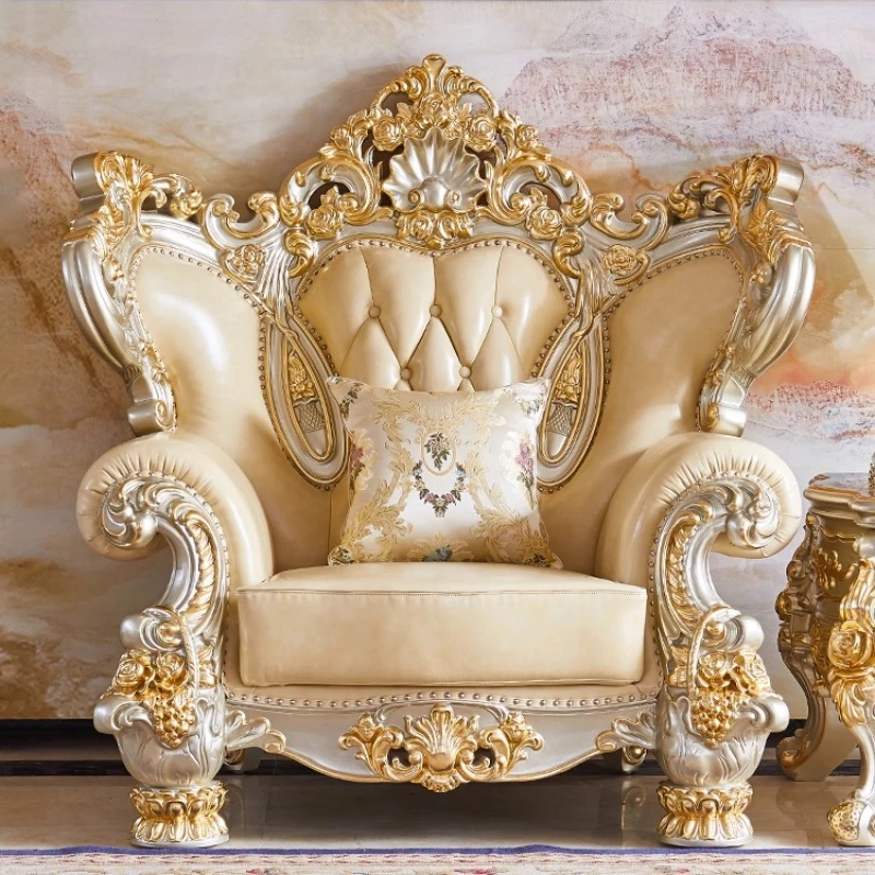 أريكة أنيقة لغرفة المعيشة أريكة جلد طبيعي خشب متين أريكة غرفة المعيشة صالة أنيقة أوروبا شقة أثاث غرفة Divano