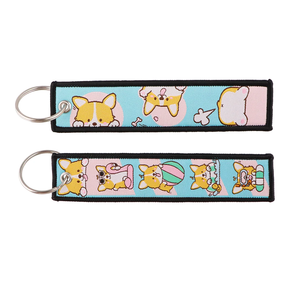 Cute Cartoon Animals Pendant Keychain for Motorcycles Key Ring Embroidery Key Tag Key Fobs Holder Chaveiro Backpack Accessories